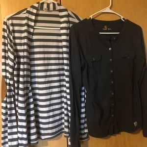 Women’s small long sleeve tee and cardigan